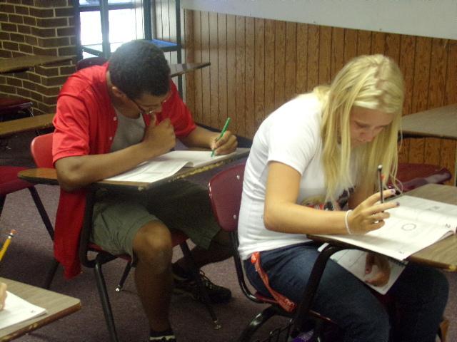 AHS students taking a practice ACT test.