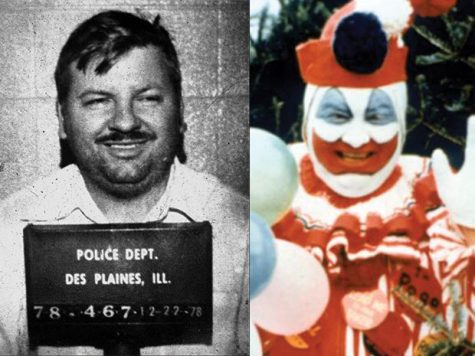 John Wayne Gacy mug shot and clown photo.