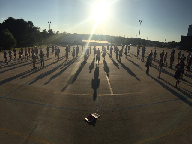 Ada High band sets drill for the second movement of their performance.