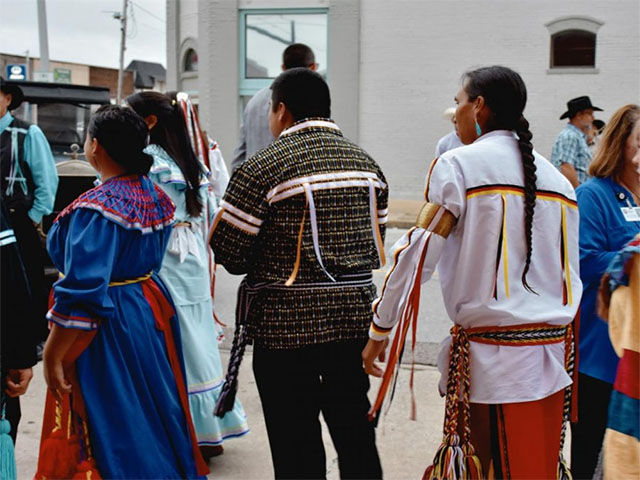 Traditional Native American dancers at the Te Ata premiere.