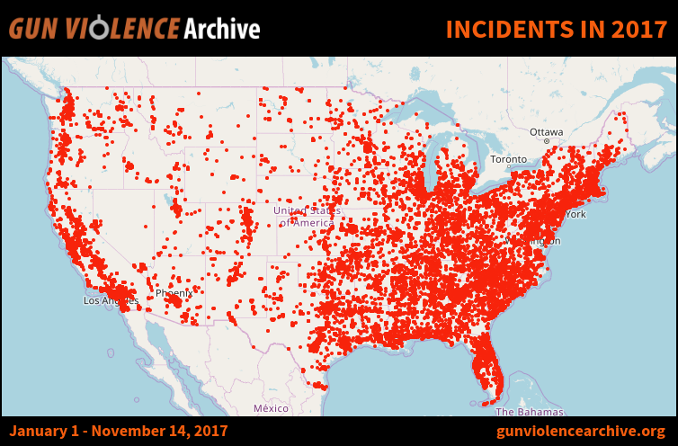 The number of gun related incidents in 2017 from Jan. 1 to Nov. 16.
