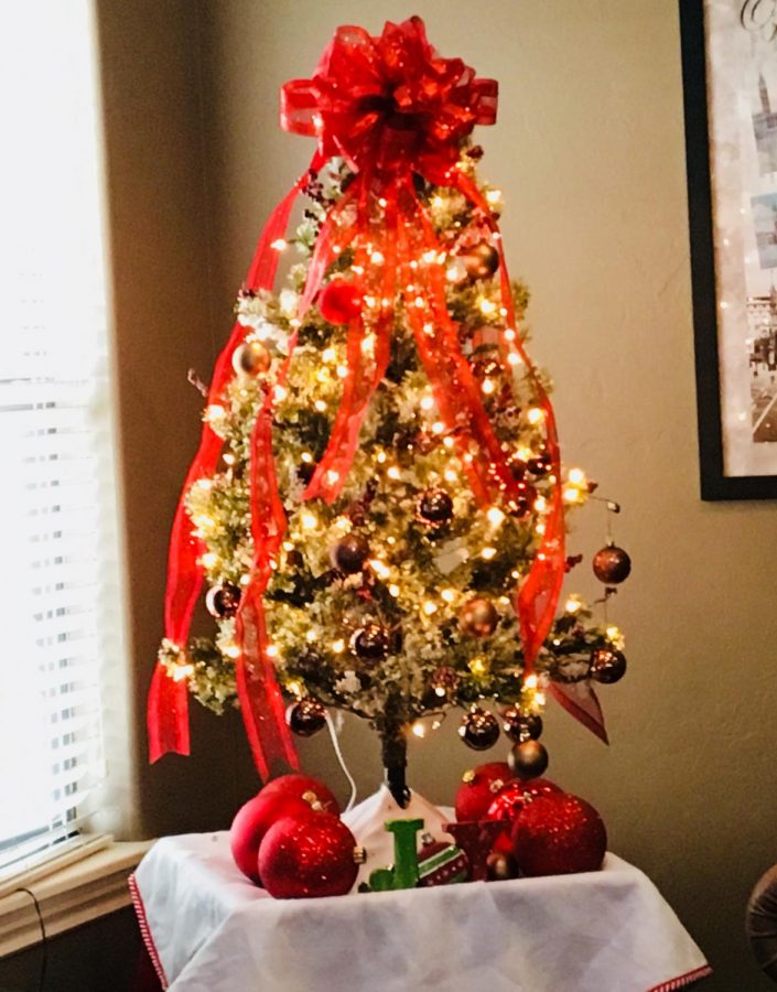 A Christmas tree decorated for the holidays