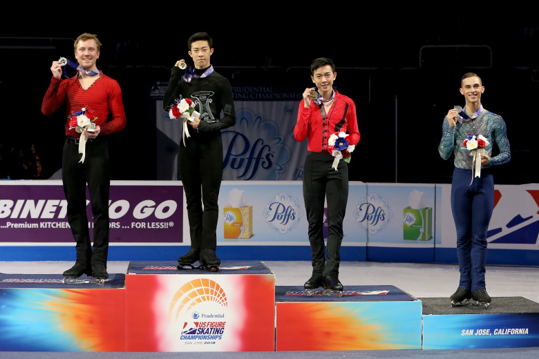  From Left to Right,Ross Miner, Nathan Chen, Vincent Zhou and Adam Rippon 
