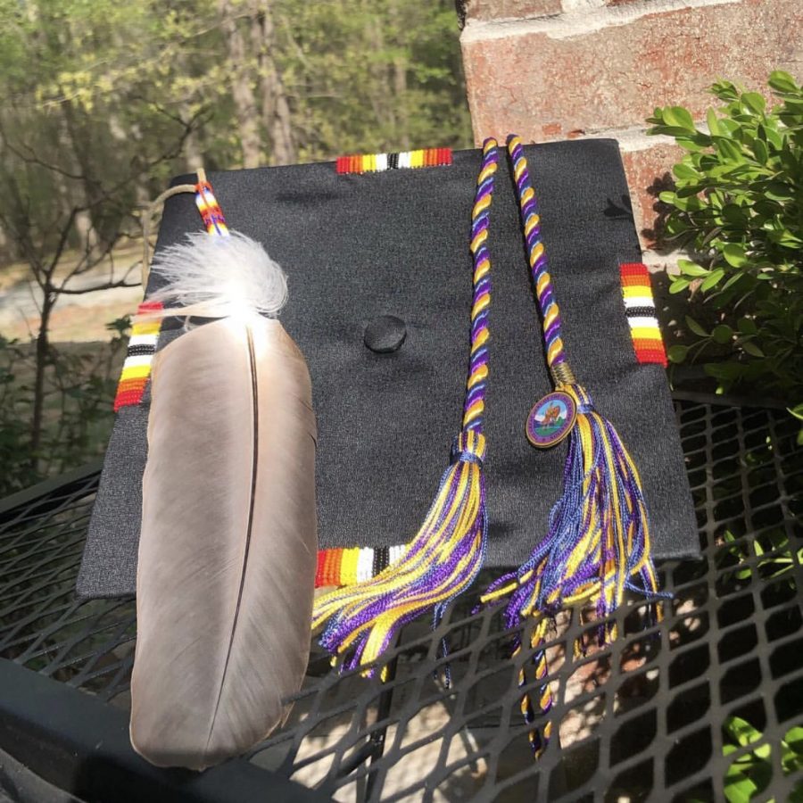 Tvli Birdshead displays a photo of his decorated graduation cap on Instagram. Birdshead and his family have appealed a Latta Schools decision that prohibits him from wearing his Native American regalia during the commencement ceremony.